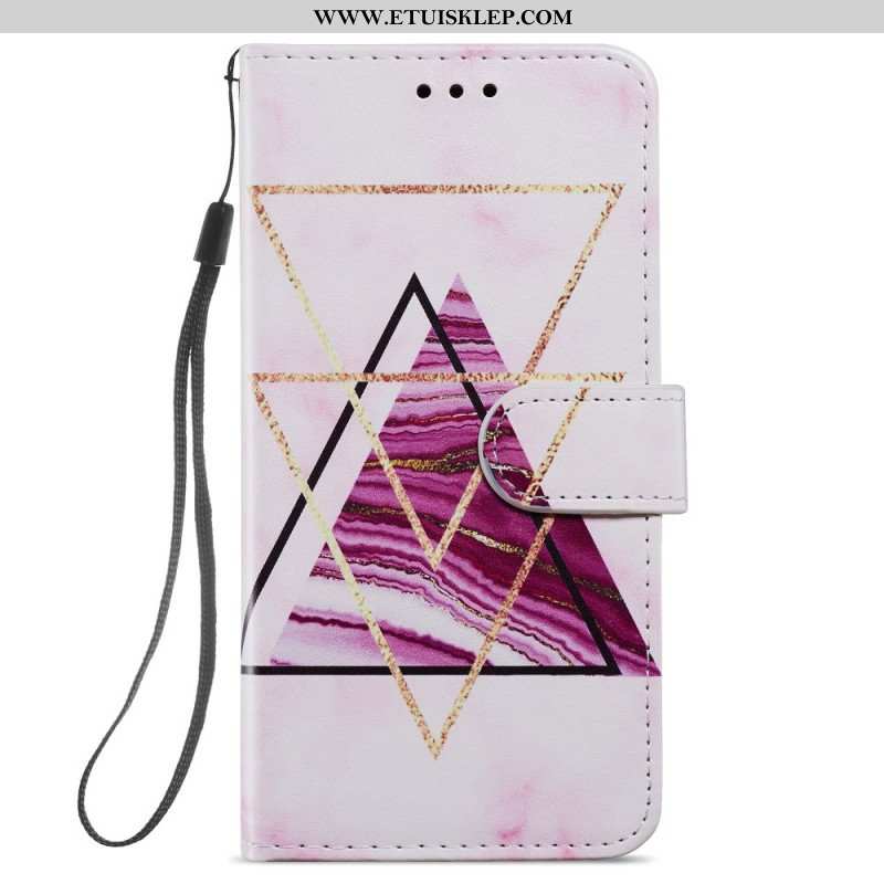 Etui Folio do Samsung Galaxy A54 5G z Łańcuch Marmur W Stylu Strappy